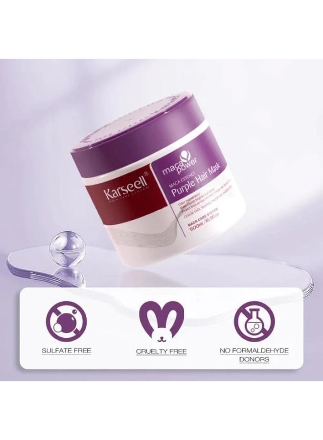 Karseell For Blonde Silver Gray Highlighted Hair Purple Hair Mask Professional Neutralizes Brass & Yellow Tones 16.90 oz 500ml - Image 5